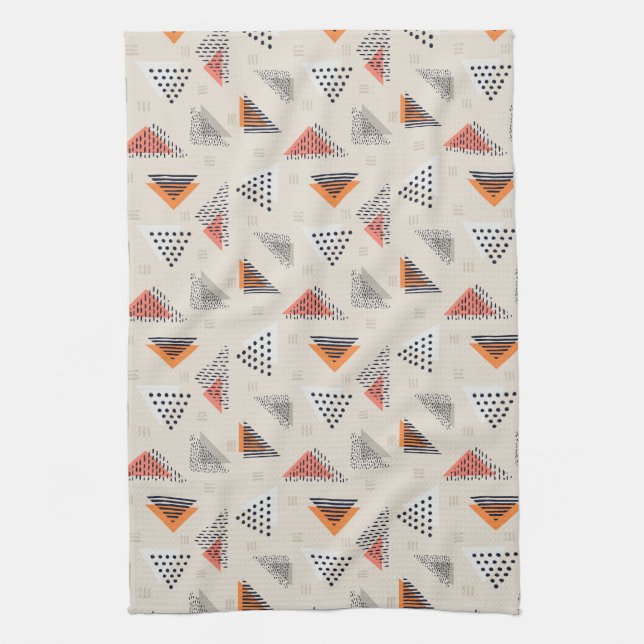 Geometric Triangle Hand Drawn Pattern Kitchen Towel (Vertical)