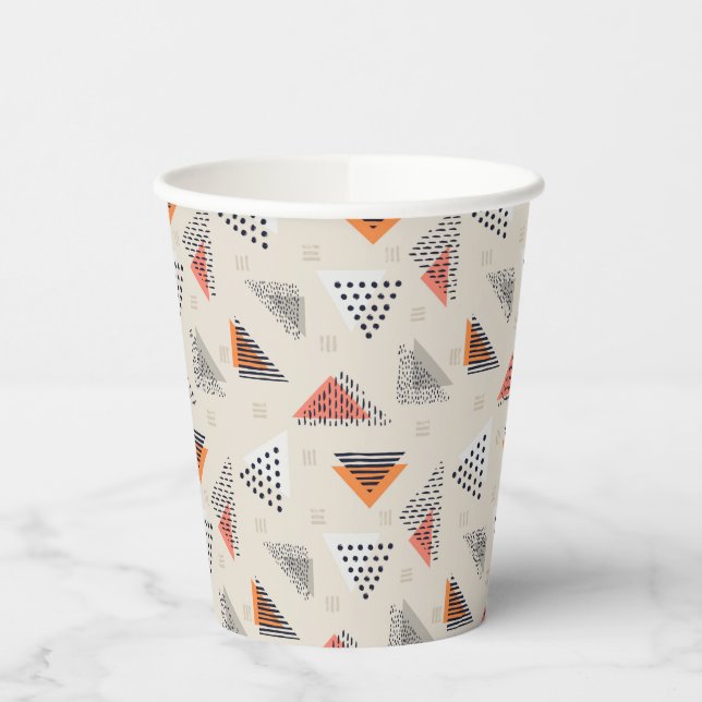 Geometric Triangle Hand Drawn Pattern Paper Cups (Left)