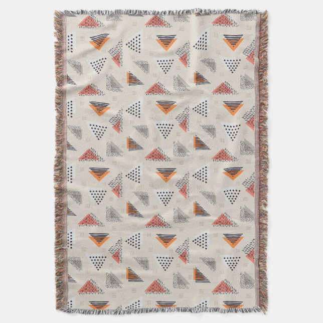 Geometric Triangle Hand Drawn Pattern Throw Blanket (Front Vertical)