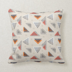 Geometric Triangle Hand Drawn Pattern Throw Pillow