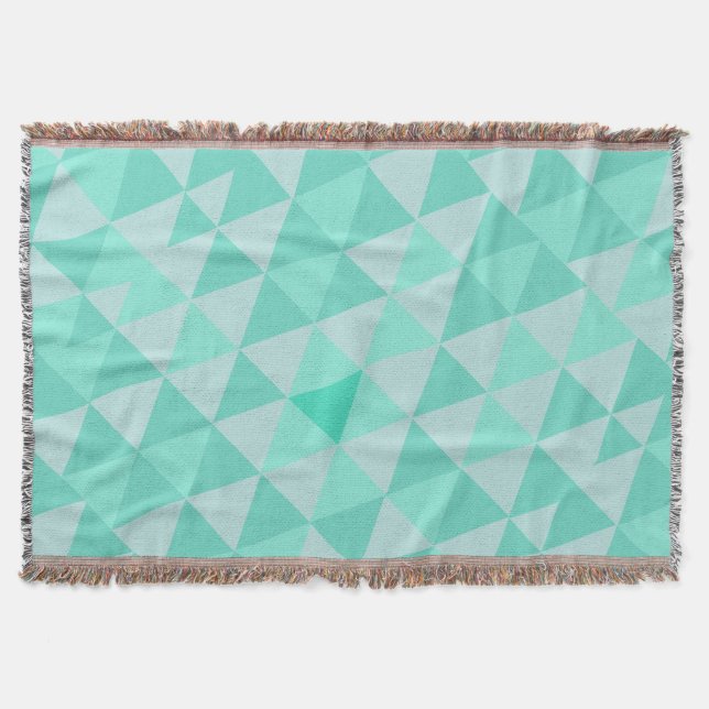 Geometric Triangle Mint Modern Abstract Throw Blanket (Front)