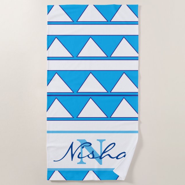 Geometric Triangle Monogram Beach Towel (Front)