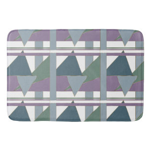 Geometric Triangle Pattern  Blue Violet Green Bath Mat