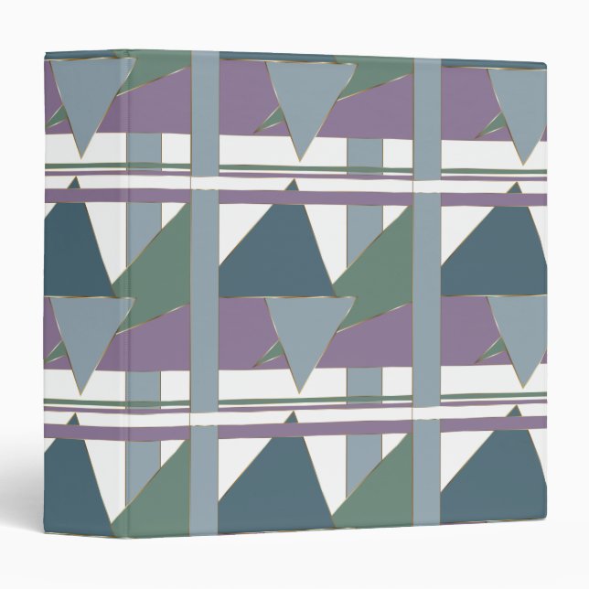Geometric Triangle Pattern  Blue Violet Green Binder (Front/Spine)