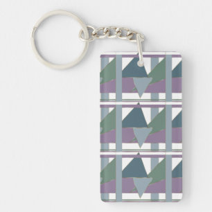 Geometric Triangle Pattern  Blue Violet Green Keychain