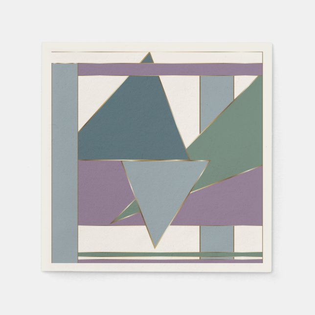 Geometric Triangle Pattern  Blue Violet Green Napkin (Front)