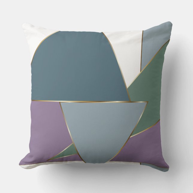 Geometric Triangle Pattern  Blue Violet Green Throw Pillow (Front)