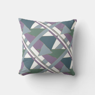 Geometric Triangle Pattern Blue Violet Green Throw Pillow