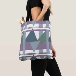 Geometric Triangle Pattern  Blue Violet Green Tote Bag