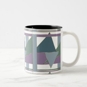 Geometric Triangle Pattern  Blue Violet Green Two-Tone Coffee Mug