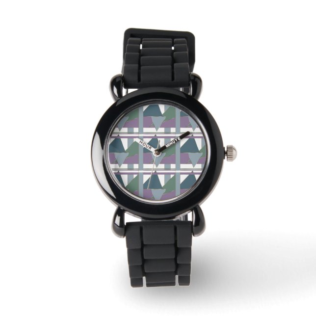 Geometric Triangle Pattern  Blue Violet Green Watch (Front)