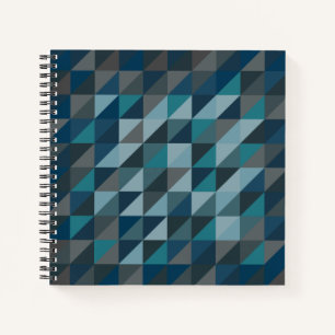 Geometric Triangle Pattern in Blue and Grey Notebook