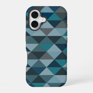 Geometric Triangle Pattern in Blue Gradient iPhone 16 Case