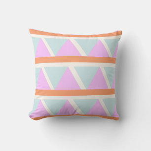 Geometric Triangle Pattern in Pastel Aqua and Pink Throw Pillow