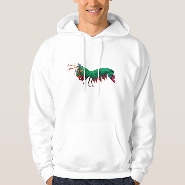Geometric Triangle Peacock Mantis Shrimp Hoodie (Front)