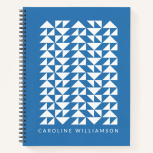 Geometric Triangle Shapes in Blue Personalized Notebook