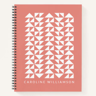 Geometric Triangle Shapes in Coral Personalized Notebook