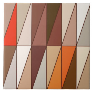Geometric Triangles, Beige, Brown, Red, Gold Tile