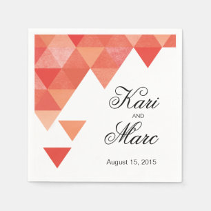 Geometric Triangles Cocktail Party   coral Napkin