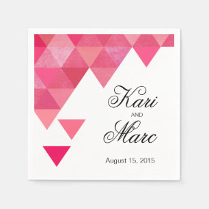 Geometric Triangles Cocktail Party   fuschia Napkin