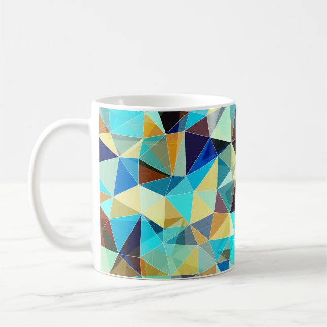 Geometric Triangles: Colourful Abstract Pattern Coffee Mug (Left)