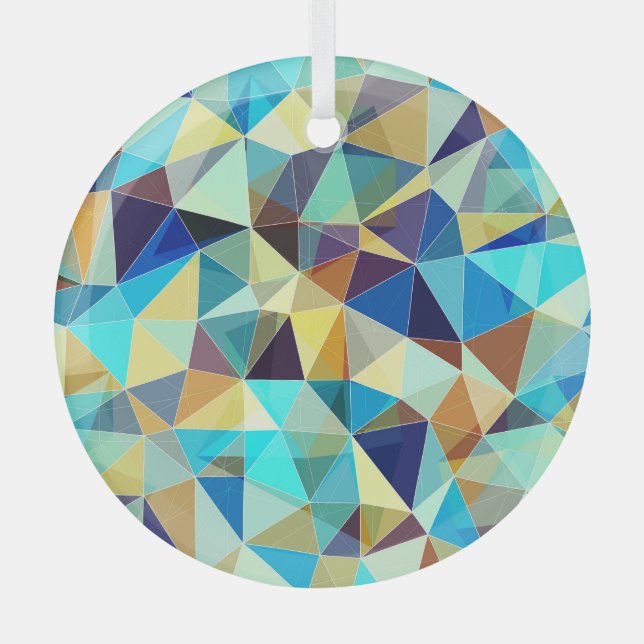 Geometric Triangles: Colourful Abstract Pattern Glass Ornament (Front)