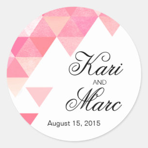 Geometric Triangles Favour Decal peony pink mauv Classic Round Sticker