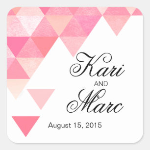 Geometric Triangles Favour Decal peony pink mauv Square Sticker
