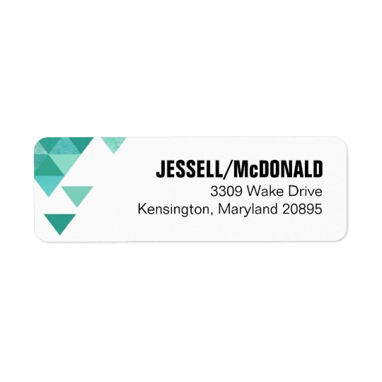 Geometric Triangles Mailing | teal turquoise Return Address Label