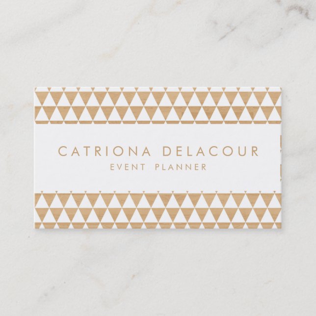 Geometric Triangles on Wood Pattern Business Card (Front)