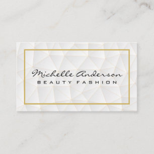 Geometric Triangles Pattern Gold Border Business Card
