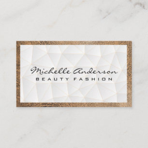 Geometric Triangles Pattern Leather Frame Business Card