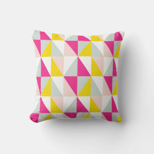 Geometric Triangles Pink And Yellow Pattern Throw Pillow