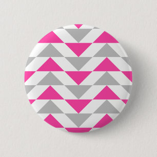 Geometric Triangles Pink Grey White Pattern 2 Inch Round Button