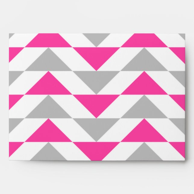 Geometric Triangles Pink Grey White Pattern Envelopes (Front)