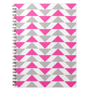 Geometric Triangles Pink Grey White Pattern Notebook