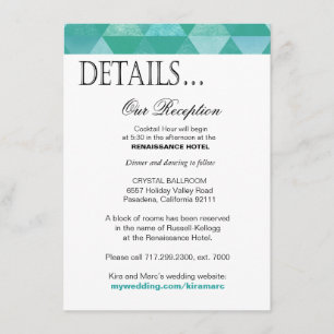 Geometric Triangles Reception Details   teal Invitation