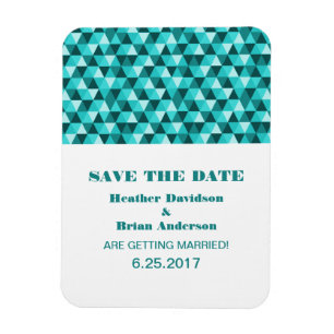 Geometric Triangles Save the Date Magnet, Teal Magnet
