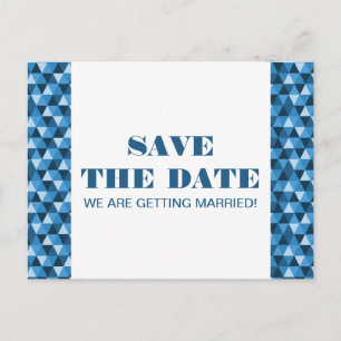 Geometric Triangles Save the Date Postcard, Blue Announcement Postcard