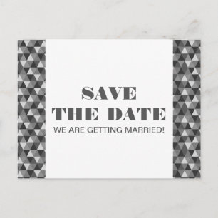 Geometric Triangles Save the Date Postcard, Grey Announcement Postcard