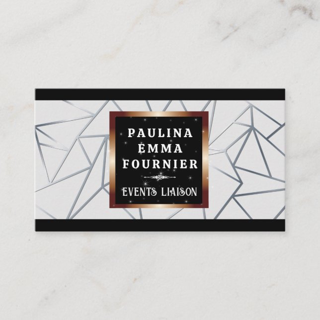 Geometric Triangles | Silver Lines Business Card (Front)