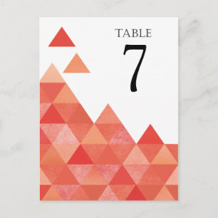Geometric Triangles Table Numbers   coral Postcard