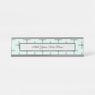 Geometric Triangles Tribal Shapes Boho Ethnic Blue Desk Name Plate