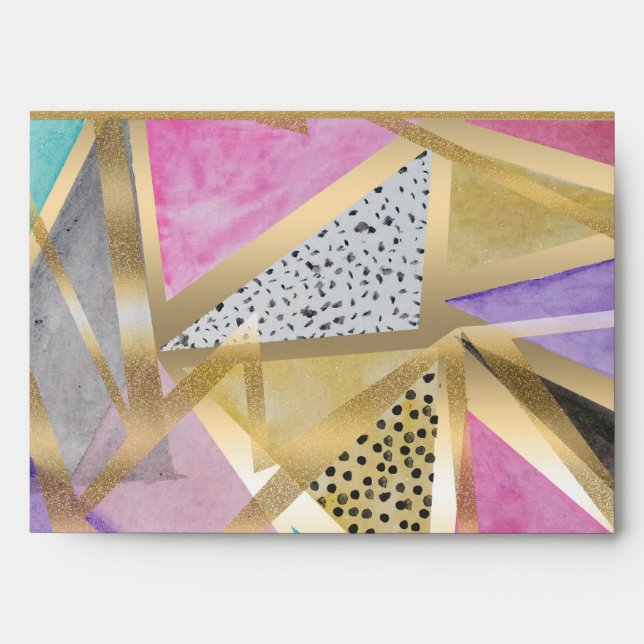 Geometric triangles watercolor hand paint pattern envelope (Front)