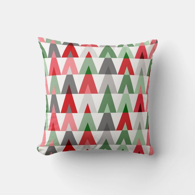 Geometric Triangles | white red green Throw Pillow (Front)