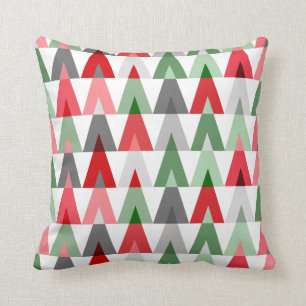 Geometric Triangles   white red green Throw Pillow
