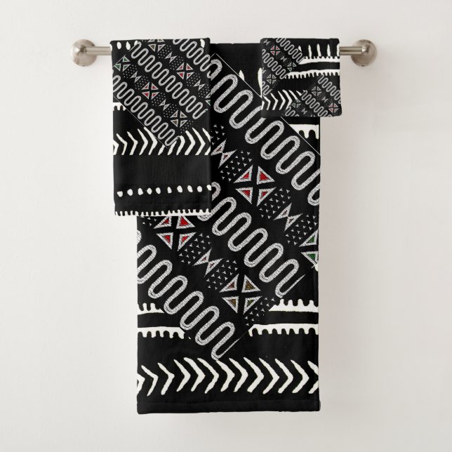 Geometric Tribal Art  Bath Towel Set (Insitu)
