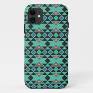 Geometric tribal aztec andes hipster teal pattern iPhone 11 case
