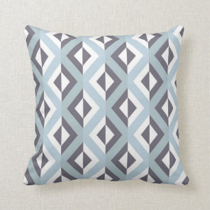 Geometric Tribal Diamond Pattern Blue Throw Pillow