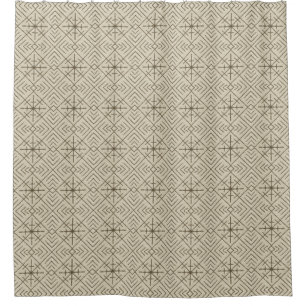 Geometric Tribal Diamond Pattern, Brown on Beige